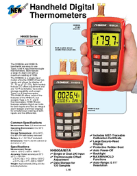 Thumbnail of document Data Sheet - HH801A 1 & 2 Channel K & J Thermocouple Types Temperature Meter